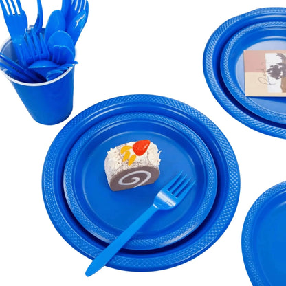 10" & 7" Blue Disposable Plastic Plates Combo Set Disposable Plates Hanna K Signature