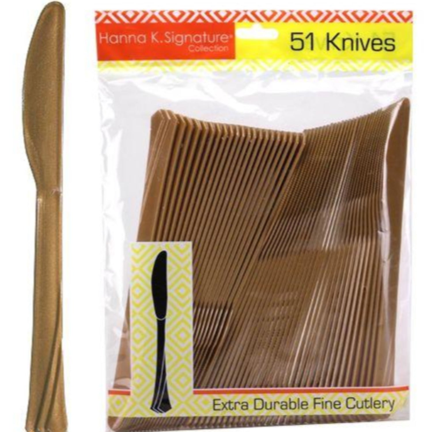 *WHOLESALE* Hanna K. Signature Heavyweight Plastic Knife Gold: 1224CT Cutlery Hanna K Signature