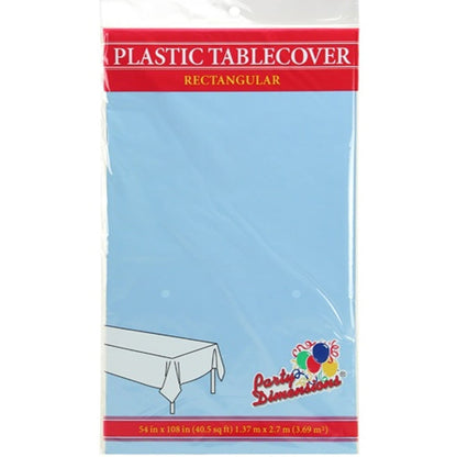 *WHOLESALE* Tablecover Plastic Light Blue Rectangular 54'' X 18'': 48CT Table Cover Party Dimensions