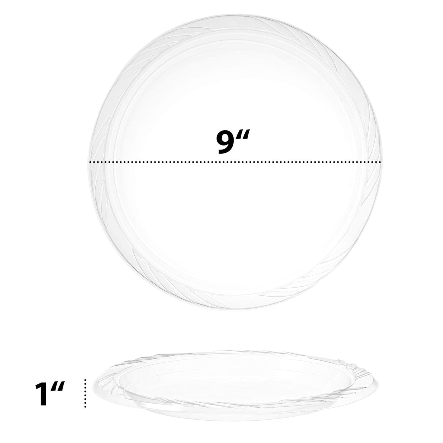 *JUMBO PACK* Lightweight Plastic Dinner Plates frosty Clear 9" Disposable Plates Blue Sky