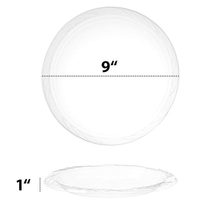 *JUMBO PACK* Lightweight Plastic Dinner Plates frosty Clear 9" Disposable Plates Blue Sky
