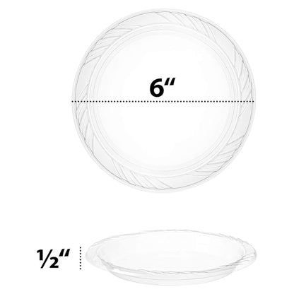 *JUMBO PACK* Lightweight Plastic Plates frosty Clear 6" Disposable Plates Blue Sky