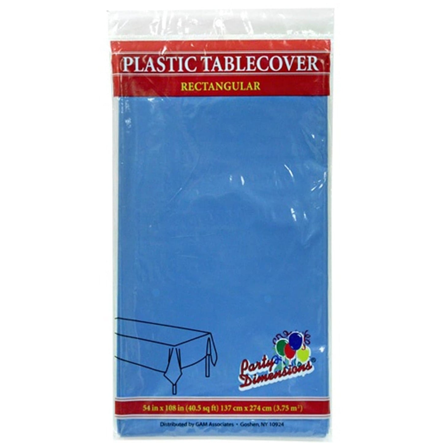 *WHOLESALE* Tablecover Plastic Medium Blue Rectangular 54'' X 18'': 48CT Table Cover Party Dimensions