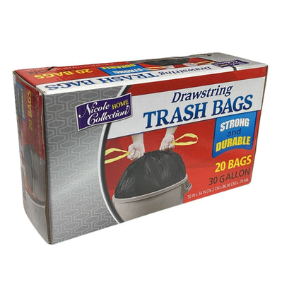 Nicole Home Collection Premium Heavy Weight Plastic Black Trash Bag 30GAL Garbage Bags VeZee