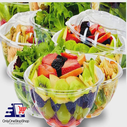 24oz Disposable Rose / Salad Bowls To-Go Containers with Airtight Lids Rose Bowls VeZee