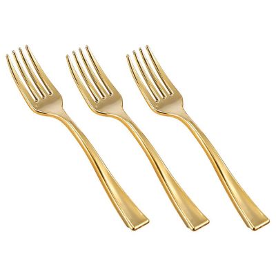 Gold Mini Plastic Forks 4.5" Serverware Decorline   