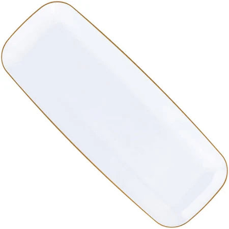 Organic White Gold Rim Tray Rectangle 10.6″ Serverware Blue Sky   