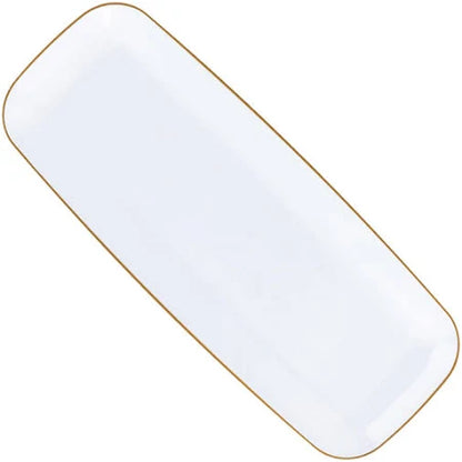 Organic White Gold Rim Tray Rectangle 10.6″ Serverware Blue Sky   