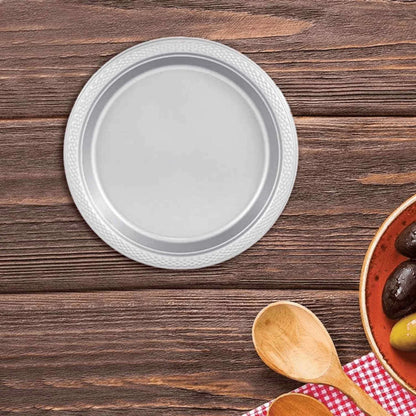 10" & 7" Silver Disposable Plastic Plates Combo Set Disposable Plates Hanna K Signature