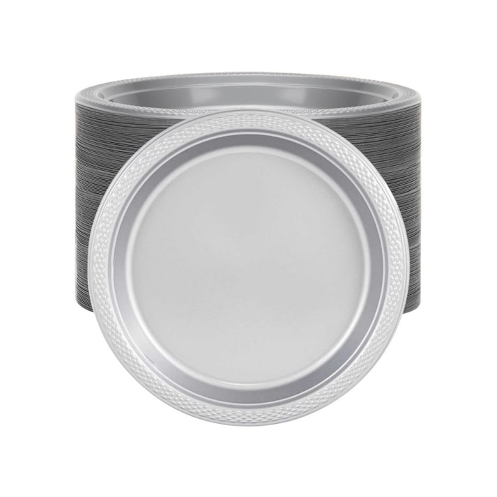 Disposable 9" Plastic Silver Plate – BPA-Free, Durable, Stylish Plates for Parties & Events Disposable Plates Party Dimenions
