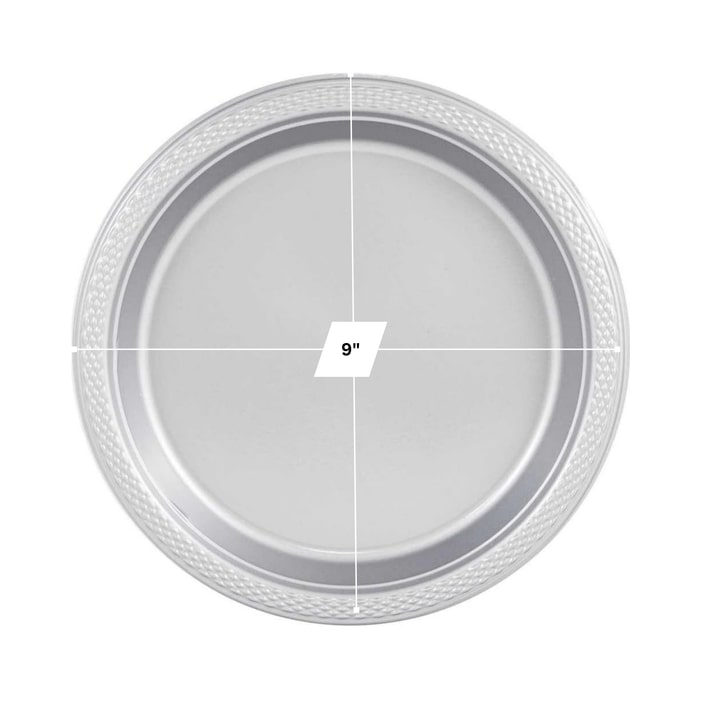 Disposable 9" Plastic Silver Plate – BPA-Free, Durable, Stylish Plates for Parties & Events Disposable Plates Party Dimenions