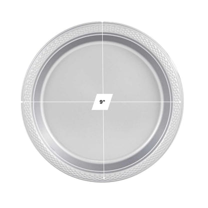 Disposable 9" Plastic Silver Plate – BPA-Free, Durable, Stylish Plates for Parties & Events Disposable Plates Party Dimenions