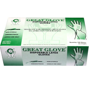 100 PC Latex Powder Free Disposable Gloves - Large Gloves OnlyOneStopShop   