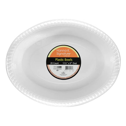 White Plastic Oval Serving Bowl 11½" x 9" Plastic Plates Hanna K   