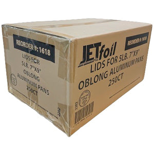 Case of Aluminum - 8¾" x 6¼" - Disposable - aluminium Lid for 5LB Oblong Pans | 250 ct. Disposable JetFoil   