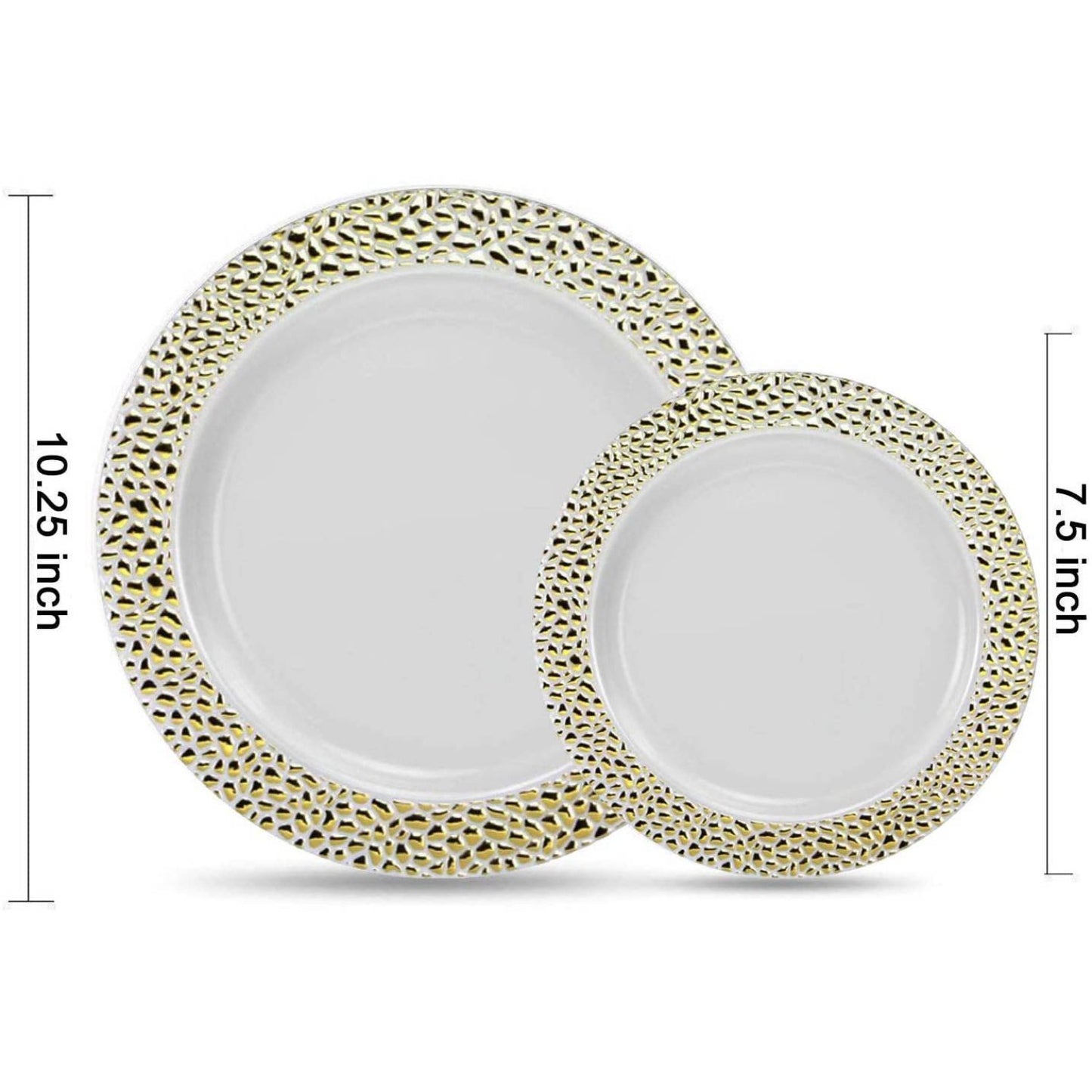 Pebbled Plastic Salad Plate Gold 7.5" Elegant Plates Lillian