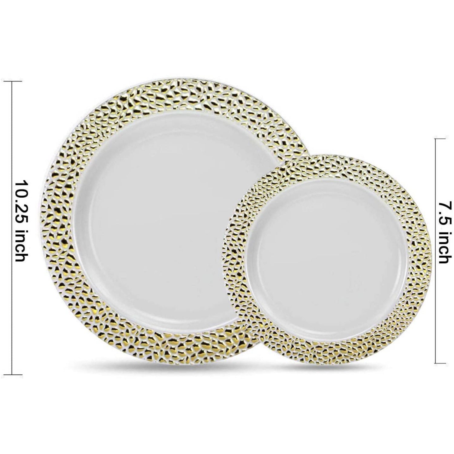 Pebbled Plastic Salad Plate Gold 7.5" Elegant Plates Lillian   