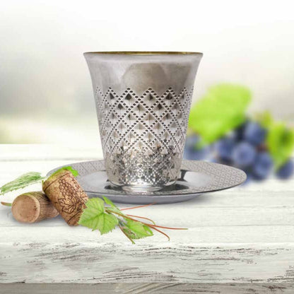 Diamond wine Kiddush Cup/ kiddish cup Silver 5 oz Tablesettings Decorline   