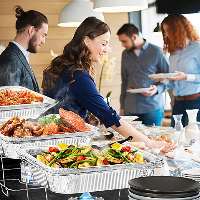 28-Piece Disposable Aluminum Chafing Dish Buffet Set With Lighter – Full Size 2qt