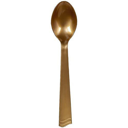 Gold Plastic Serving Spoon 10" Serverware Party Dimensions   