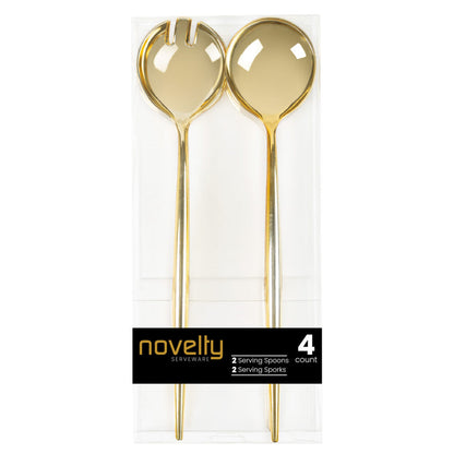 Novelty Serving Plastic Flatware Spoon & Spork Gold 13" Tablesettings Blue Sky   