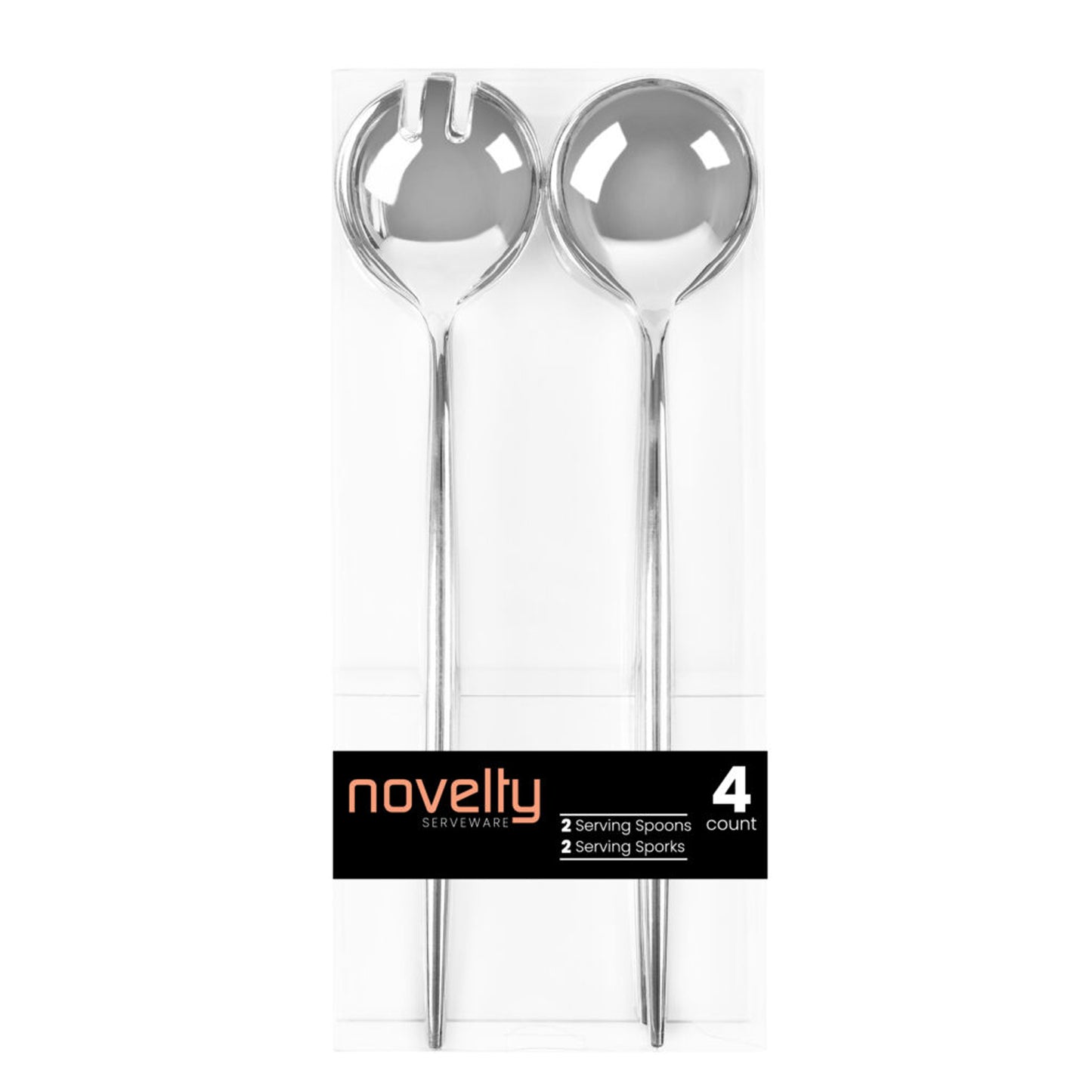 Novelty Serving Plastic Flatware Spoon & Spork Silver 13" Tablesettings Blue Sky   