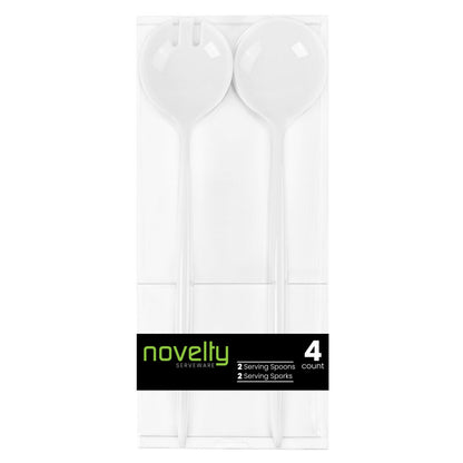 Novelty Serving Plastic Flatware Spoon & Spork White 13" Tablesettings Blue Sky   