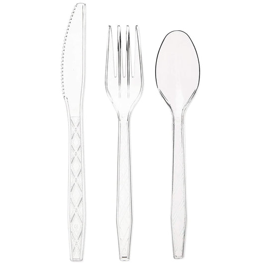 Argyle Premium Flatware Clear Disposable Fancy High quality 360 Pcs Utensils Set Cutlery Simcha Collection   