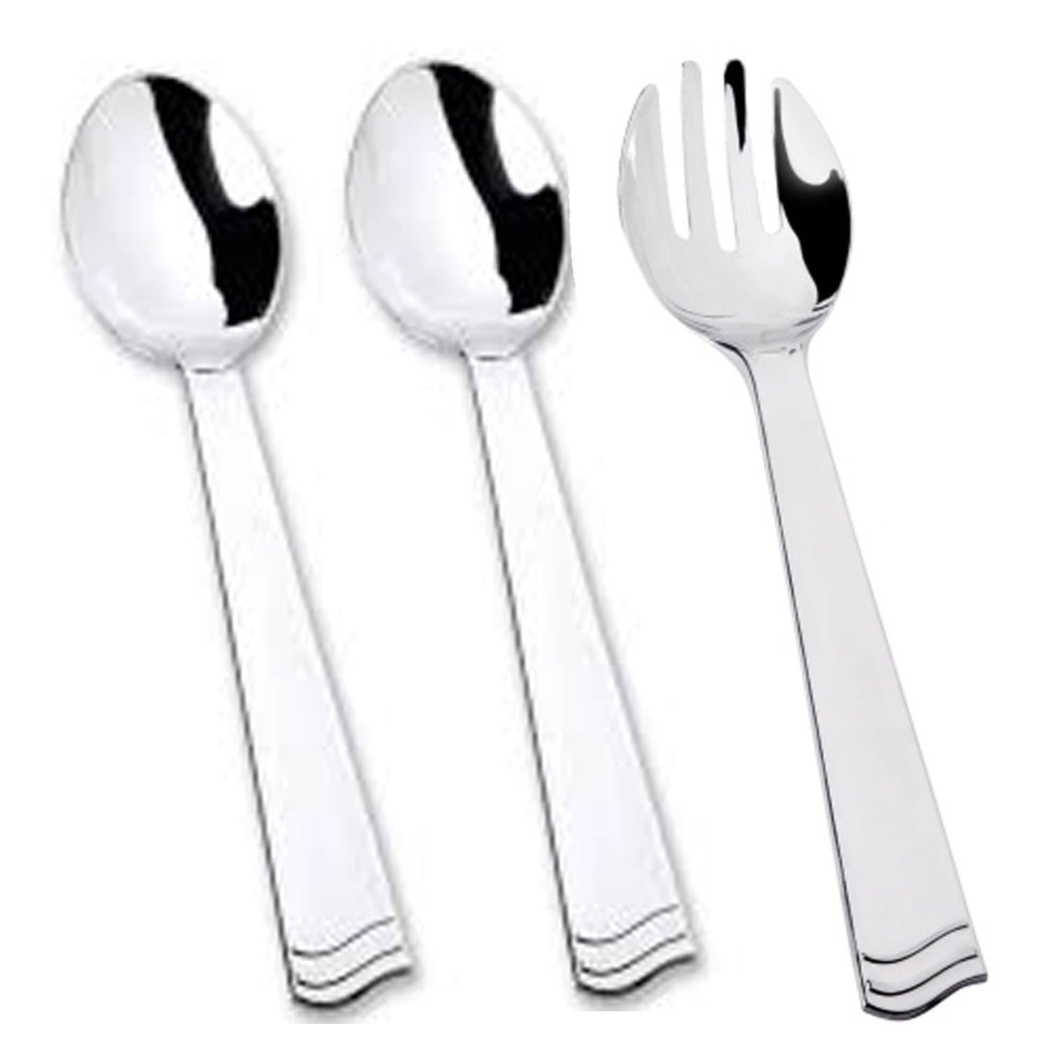 Serving Set two 2 spoons and one 1 fork Silver 10" Tablesettings Lillian 3 Pieces  