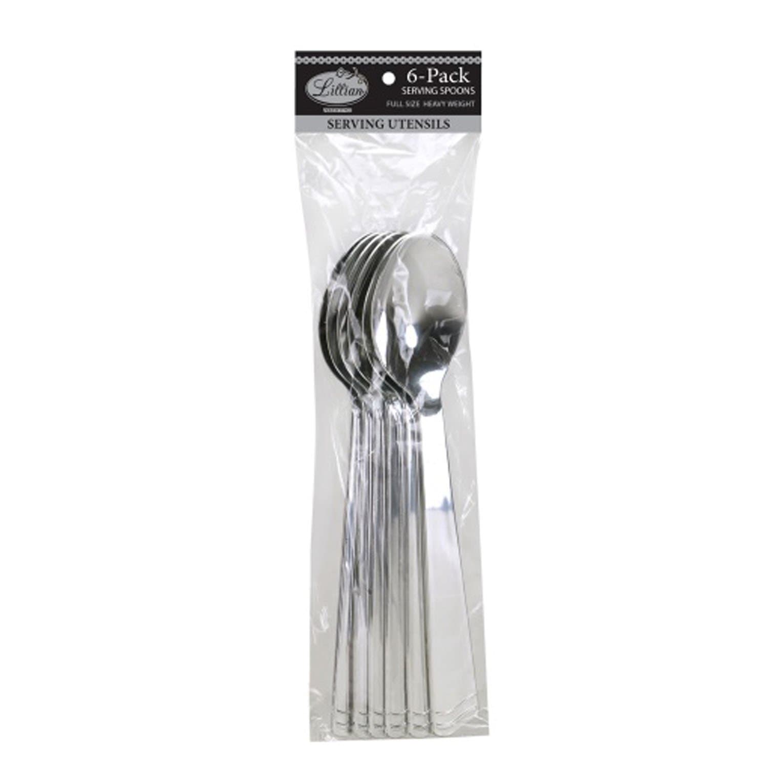 Serving spoon silver polished set 6pc 10" Tablesettings Lillian   