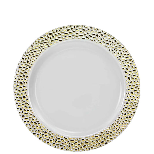 Pebbled Plastic Salad Plate Gold 7.5" Elegant Plates Lillian