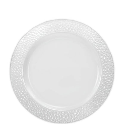 Pebbled Plastic Salad Plate White 7.5" Elegant Plates Lillian   