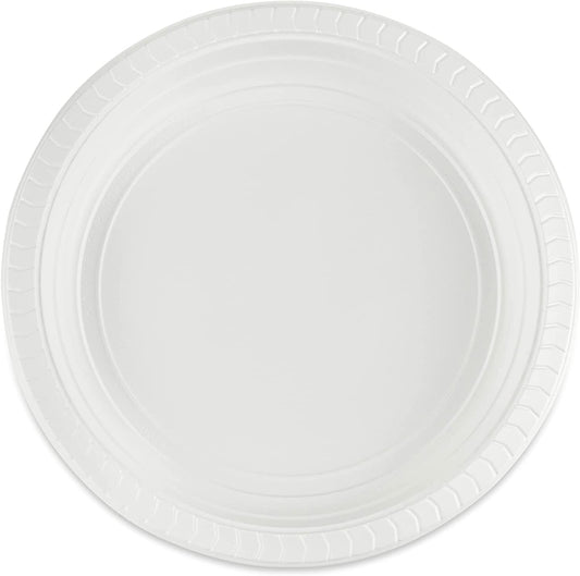9" Disposable Lightweight White Plastic plates Good to use in Microwave 100 count Plastic Plates Blue Sky   