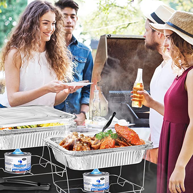 Disposable Aluminum Chafing Dish Buffet Serving Kit | Outdoor Party Value Pack (136PC) Disposable Nicole Fantini Collection   