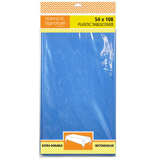 Disposable Plastic Premium Tablecloth Heavyweight Rectangle Medium Blue 54" x 108" Tablesettings Nicole Fantini Collection   