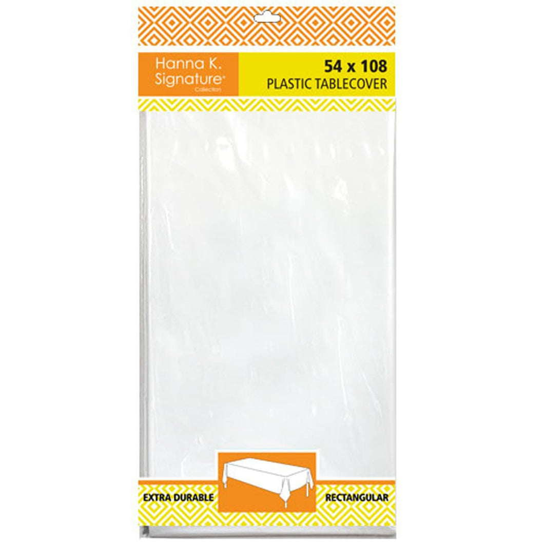 Disposable Plastic Premium Tablecloth Heavyweight Rectangle White 54