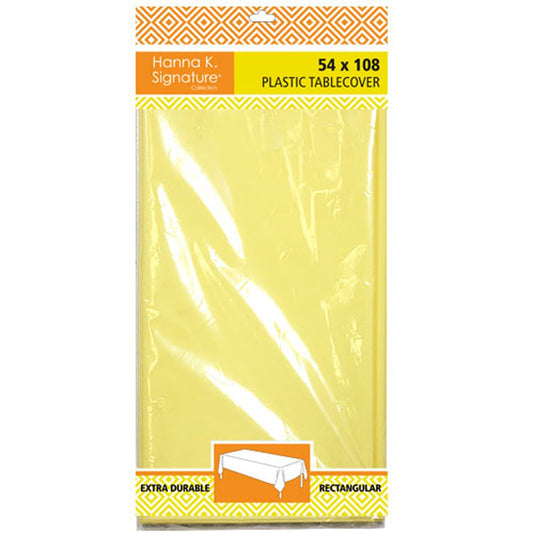 Disposable Plastic Premium Tablecloth Heavyweight Rectangle Yellow 54" x 108" Tablesettings Nicole Fantini Collection   
