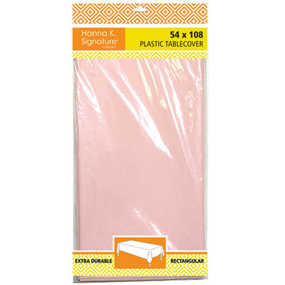 Disposable Plastic Premium Tablecloth Heavyweight Rectangle Light Pink 54" x 108" Tablesettings Nicole Fantini Collection   