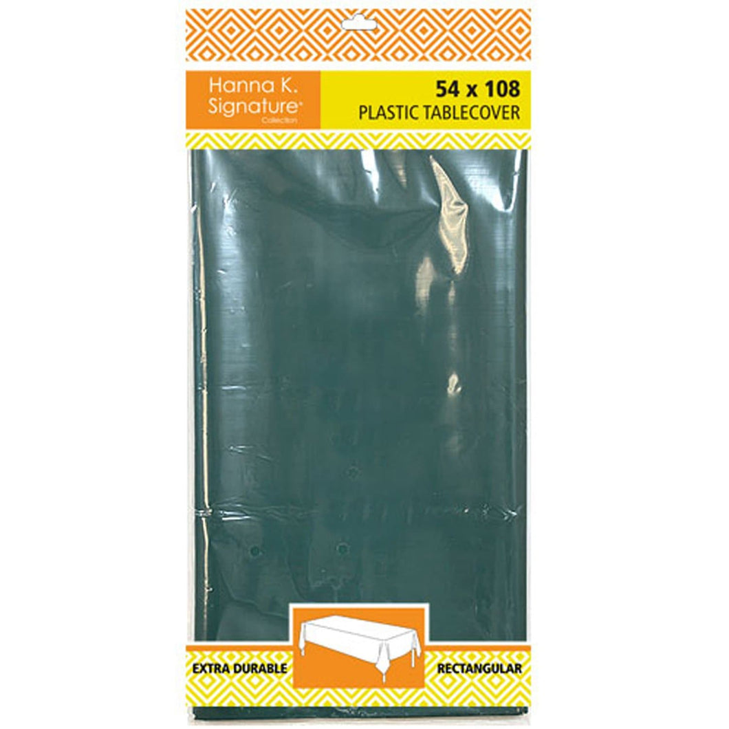 Disposable Plastic Premium Tablecloth Heavyweight Rectangle Hunter Green 54
