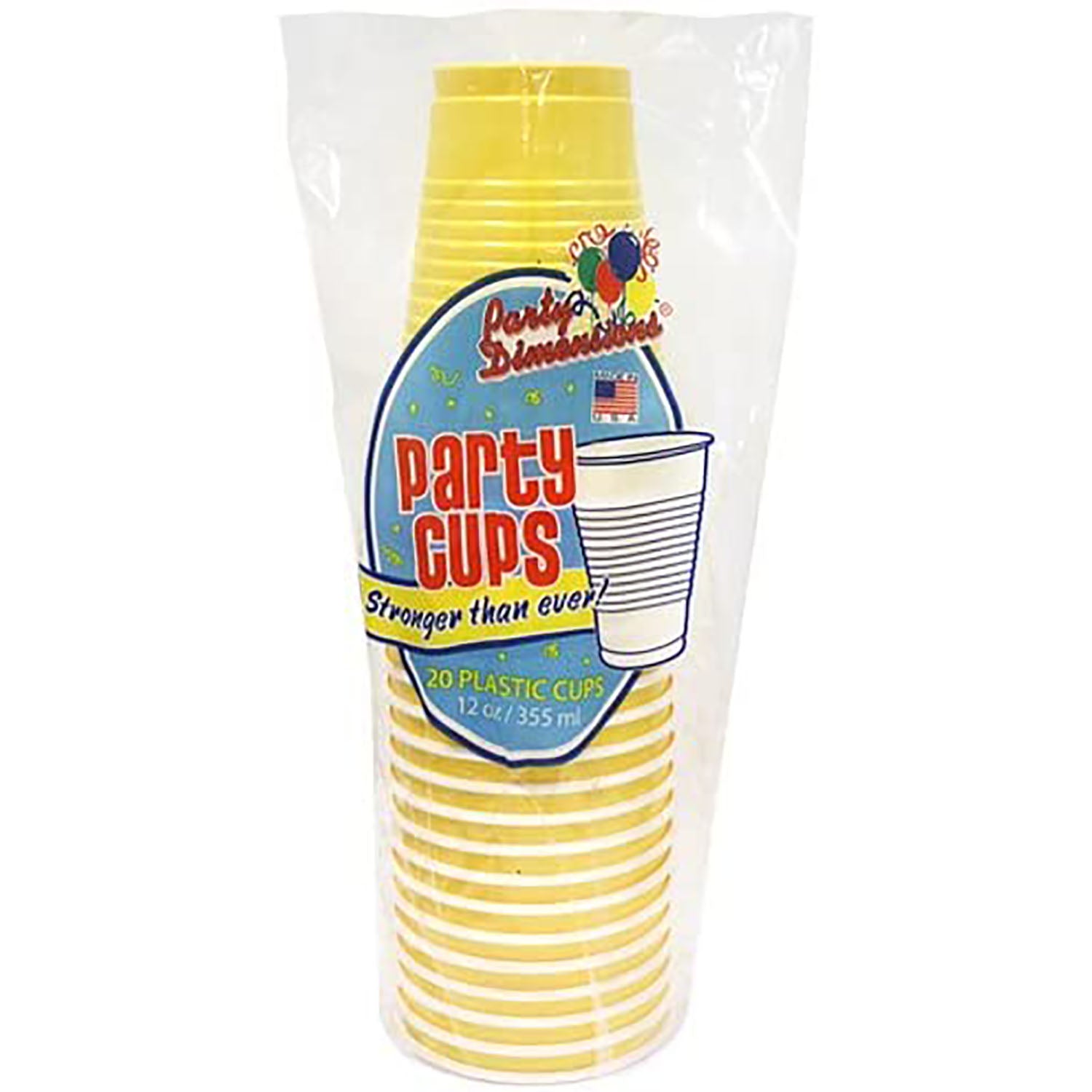 Sunshine Yellow Co-Ex Plastic Cup 12 oz - 20 Pieces