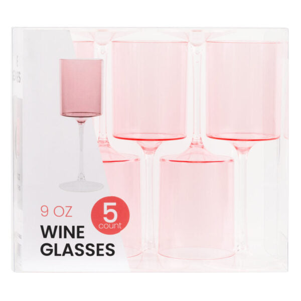 Two Tone 9 Oz Pink/Clear Plastic Wine Goblets Wine & Champagne Blue Sky   