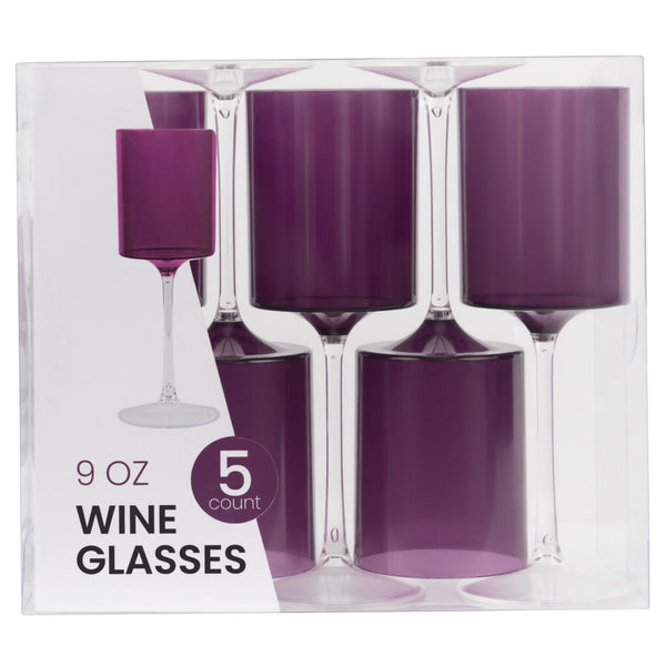 Two Tone 9 Oz Purple/Clear Plastic Wine Goblets Wine Glassless Blue Sky   