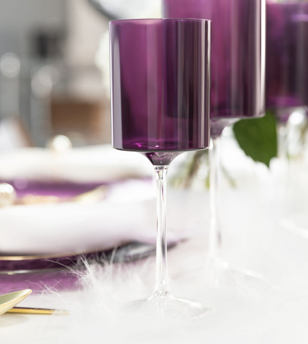 Two Tone 9 Oz Purple/Clear Plastic Wine Goblets Wine Glassless Blue Sky   
