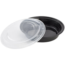 48oz Black Round Microwavable Container with Clear Lids Food Storage & Serving Nicole Collection   
