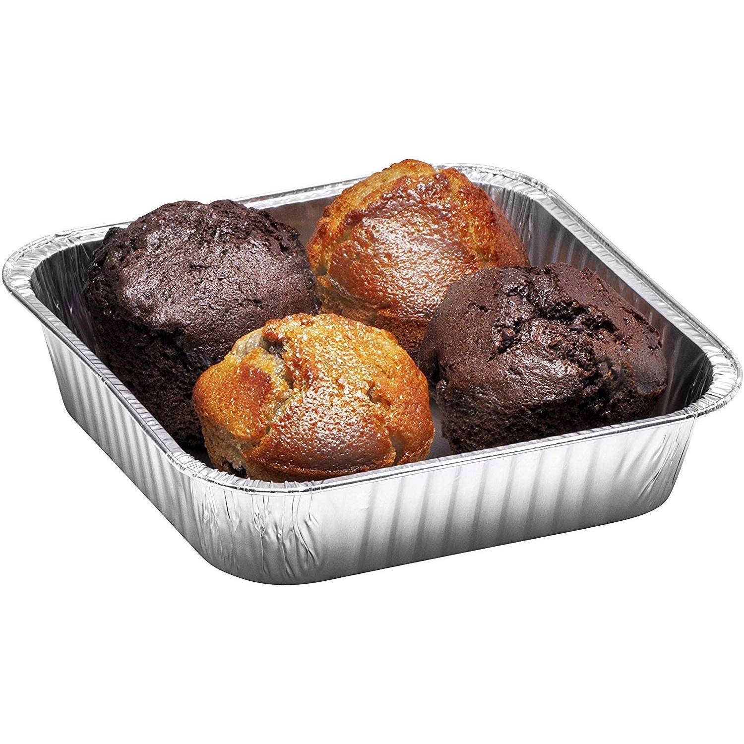 (10 Count) 8 Square Disposable Aluminum Cake Pans - Foil Pans Perfect for Baking Cakes, Roasting, Homemade Breads | 8 x 8 x 2 in with Flat Lids