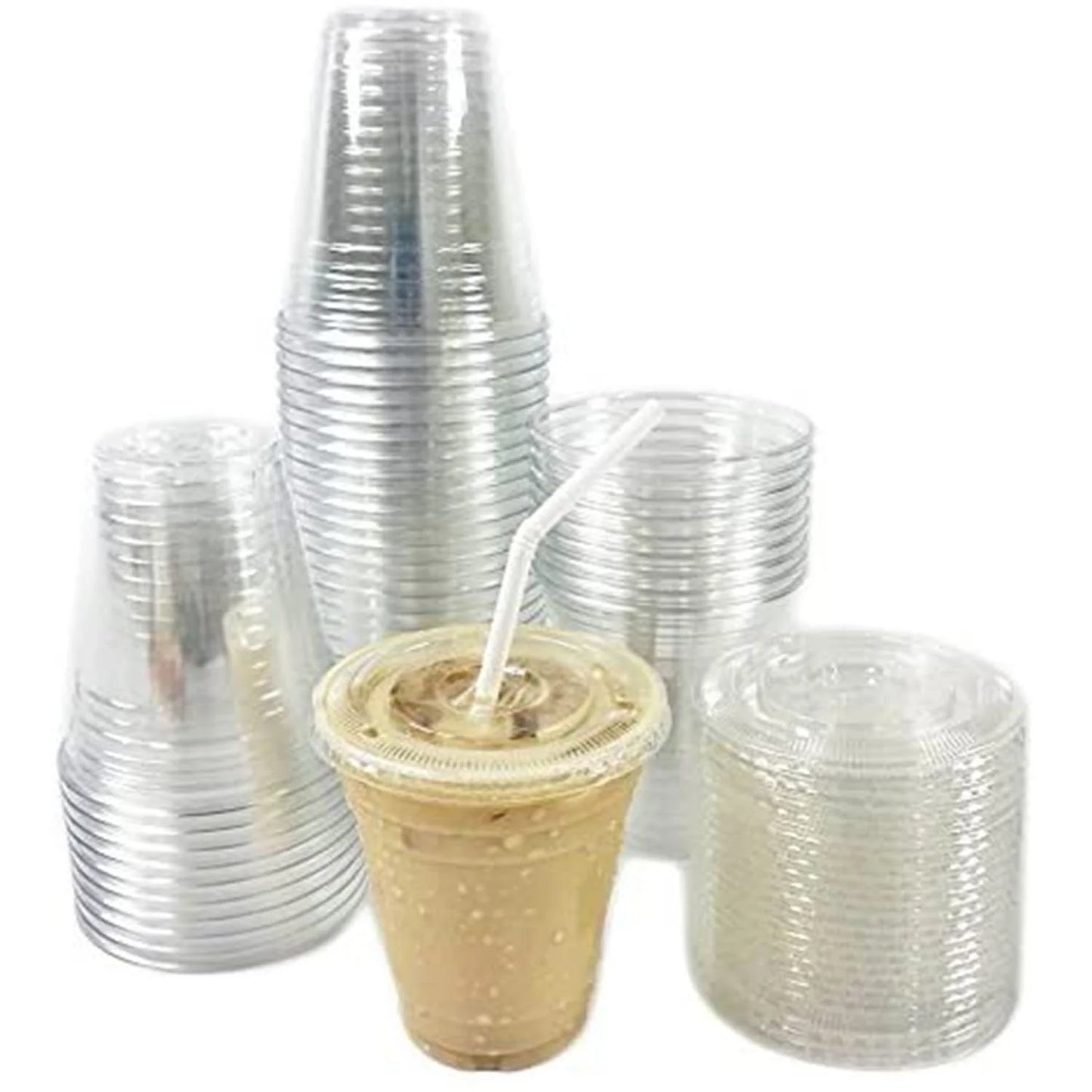 *WHOLESALE* PET Flat Lids with Straw Slot for 12, 16, 20 & 24 oz. | 1000 ct/Case Tops & Straw VeZee   