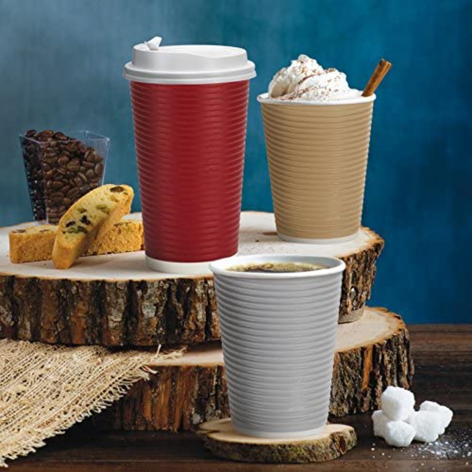Paper Cup Maroon Hot Cold with lid 16 oz Paper Cups Nicole Home   
