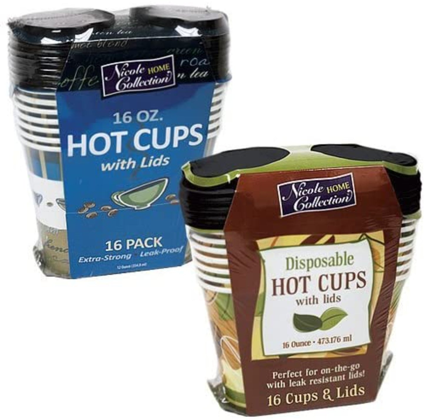 Case of Paper - 16 oz. - Disposable - Coffee Bean Pattern - Hot/Cold Cups | 960 ct. Paper Cups Nicole Home   
