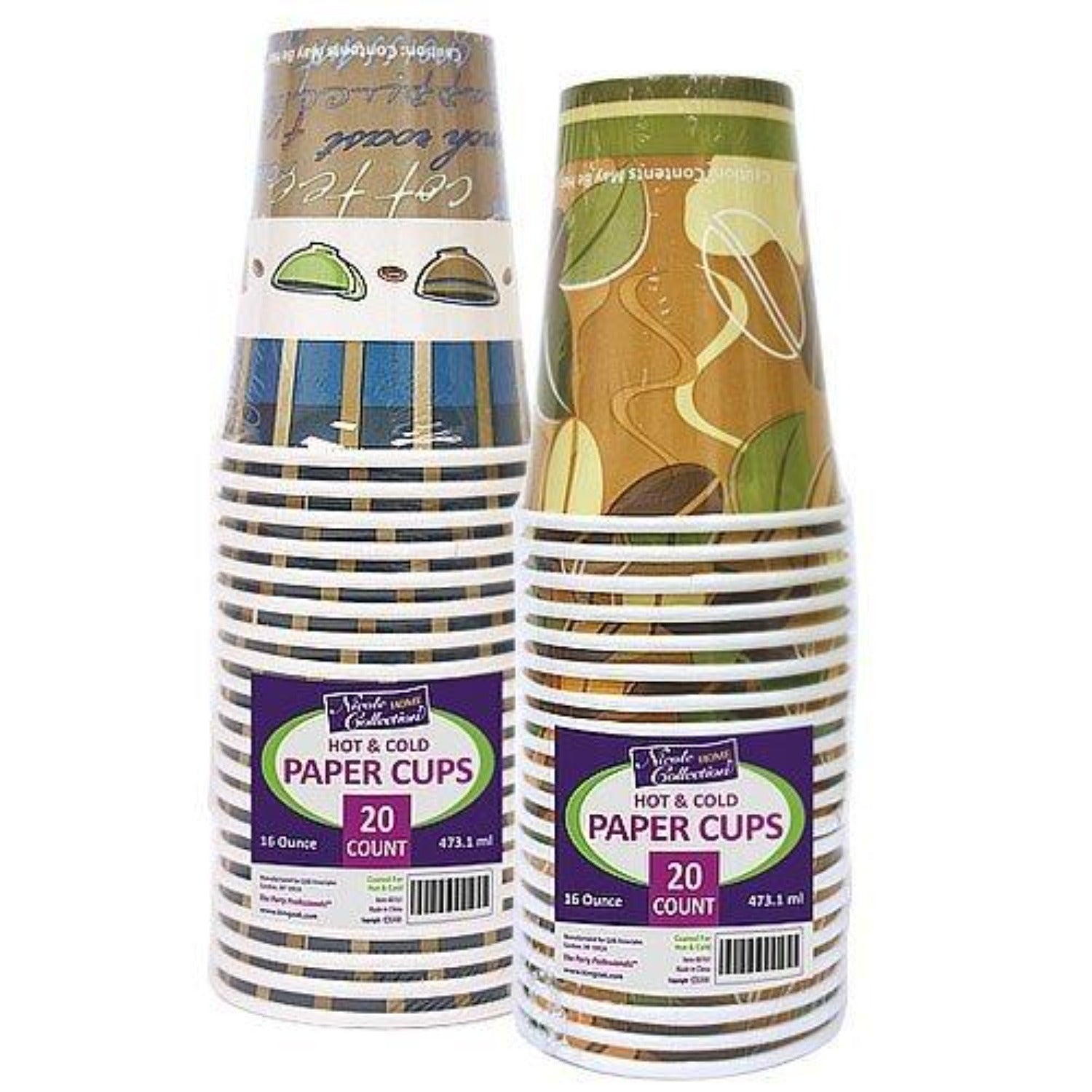 Case of Paper - 16 oz. - Disposable - Coffee Bean Pattern - Hot/Cold Cups | 960 ct. Paper Cups Nicole Home   