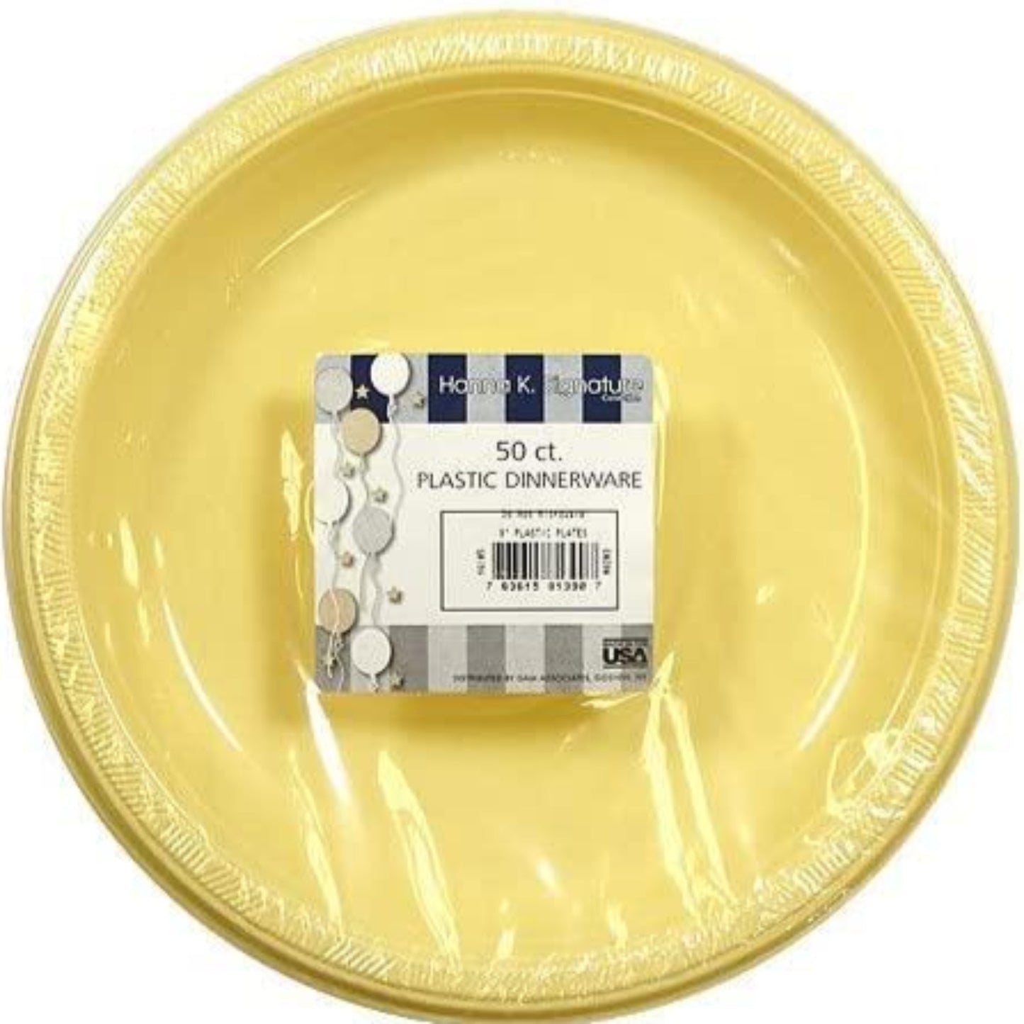 SALE Hanna K. Signature Yellow Plastic Plates 7" 50CT Disposable Hanna K Signature   